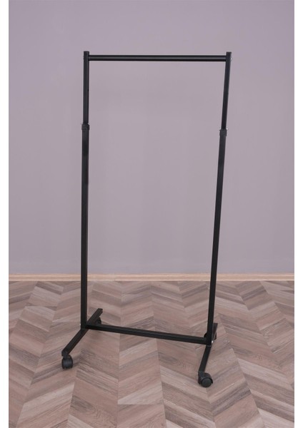 Tekli Ayarlı Siyah Ekonomik Askılık 100 cm