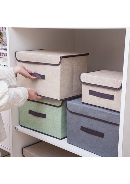 Açık Yeşil Stil 26X19X16CM Keten Saklama Kutusu Katlanır Giysi ve Çeşitli Eşyalar Taşınabilir Toz Geçirmez Saklama Kutusu Plastik Kapaklı Katlanır Saklama Kutusu (Yurt Dışından) fiyatları