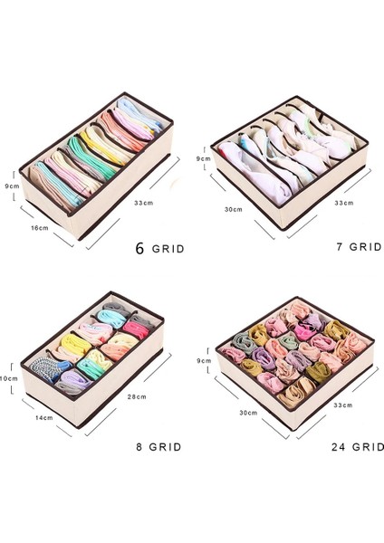 8 Izgara Stili Grid Storage Boxes Fabric Multi-Size Foldable Wardrobe Drawer Divider Lidded Closet Organizer Clothing Organizer (Yurt Dışından) indirimleri