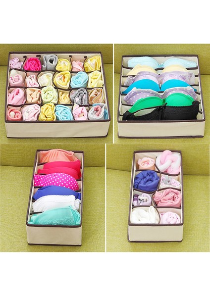 Bej x 6 Izgara Stili Çekmece Iç Çamaşırı Düzenleyici Dolap Çekmecesi Sütyen Külot Dokumasız Kumaş Saklama Tutacağı Kutu, Gri, Izgara (Yurt Dışından) fiyatları