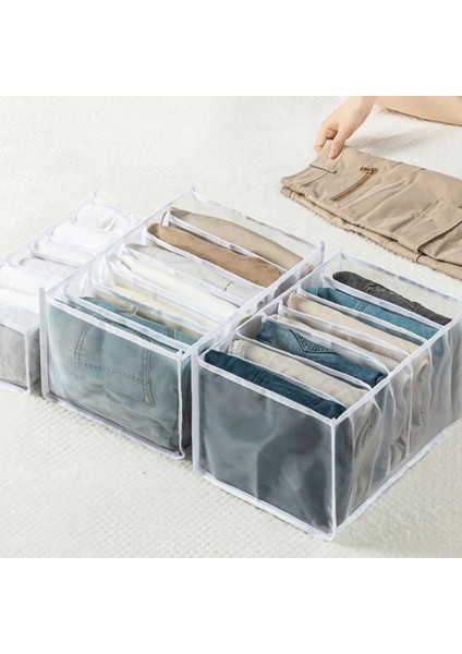 Yeşil Stil Büyük 7 Izgara Kabine Organizatör Kot Bölmesi Saklama Kutusu Katlanabilir Iç Çamaşırı Çorap Çekmece Ayırıcı Dolap Yatak Odası Giyim Depolama (Yurt Dışından) modelleri