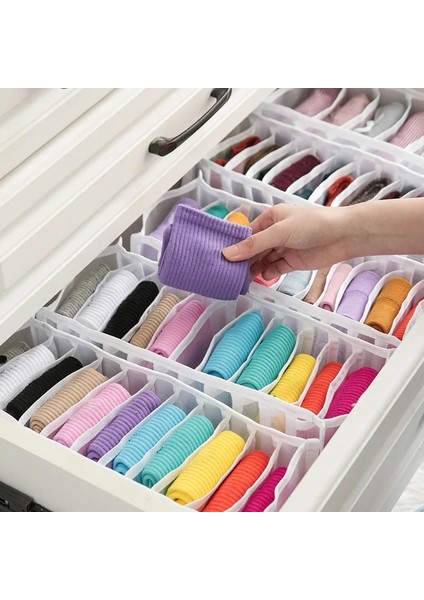 1-GRI-14X32X12CM Stili Iç Giyim Depolama Organizatör Ayrılmış Çorap Şort Sütyen Saklama Kutuları Yurt Klozet Organizatör Çekmece Yıkanabilir (Yurt Dışından) fiyatları