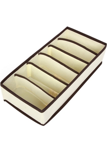 Bej 6 Izgara Stili Katlanabilir Iç Çamaşırı Çekmece Organizatörleri Bölücüler Dolap Dresser Giysi Saklama Organizatör Kutusu Sütyen Atkılar Kravatlar Çorap Kutuları (Yurt Dışından)