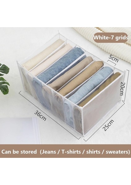 A-Beyaz-7 Izgara Stili Kot Giysi Bölücü Saklama Kutusu Dolap Çekmece Kalın Pantolon Kazak Iç Çorap Örgü Ayırma Kutuları Yıkanabilir Organizatör Çanta (Yurt Dışından) fiyatları