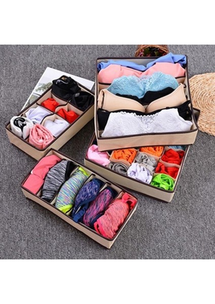 8 Bölme Stili Bölme Dokunmamış Kumaş Izgara Ev Iç Çamaşırı Sutyen Çorap Saklama Kutusu Tutucu Organizatör Kılıf Saklama Kutusu (Yurt Dışından) fırsatları
