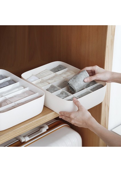 Beyaz Kapak Stili 1grid 10GRIDGRID Iç Saklama Kutusu Ev Yurdu Yatak Odası Plastik Dolap Çekmece Organizatör Sutyen Çorap Makyaj Için (Yurt Dışından) fırsatları