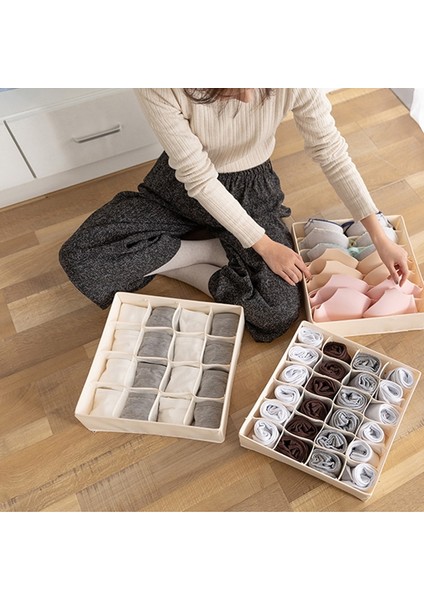 16 Grids Gray Style Izgaralar Iç Çamaşırı Depolama Organizatör Bej Ev Dolap Çekmece Bölünmüş Saklama Kutusu Dolap Için Giysi Organizatör (Yurt Dışından) modelleri