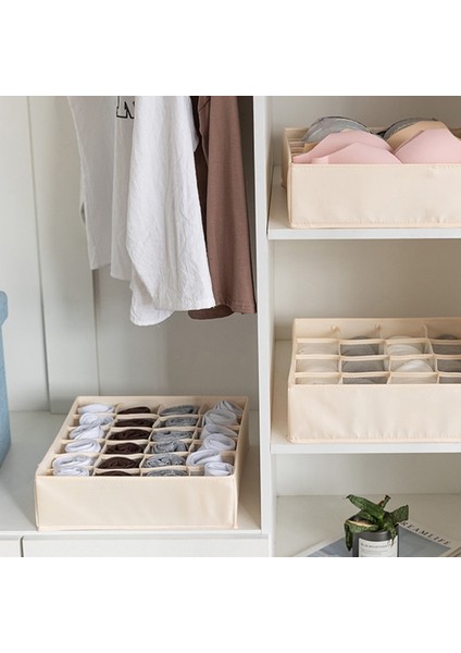 16 Grids Gray Style Izgaralar Iç Çamaşırı Depolama Organizatör Bej Ev Dolap Çekmece Bölünmüş Saklama Kutusu Dolap Için Giysi Organizatör (Yurt Dışından) fırsatları