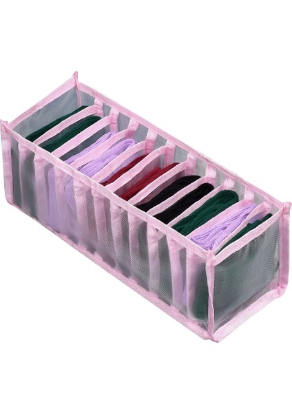 Pembe 11 Izgara-Çorap Stili Katlanabilir Çekmece Organizatör Girds Iç Çamaşırı Sutyen Saklama Kutusu Iç Çamaşırı Için Çekmece Dolap Bölücü Kutuları Atkılar Çorap Sutyen (Yurt Dışından)