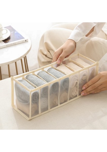 Bej 7 Izgara - Underp Stili Iç Çamaşırı Depolama Düzenleyici Çekmece Bölücü, Katlanabilir Nefes Alabilir Sütyen Saklama Kutuları Külotlu Çorapları Storting Için Dolap Bölücü (Yurt Dışından)