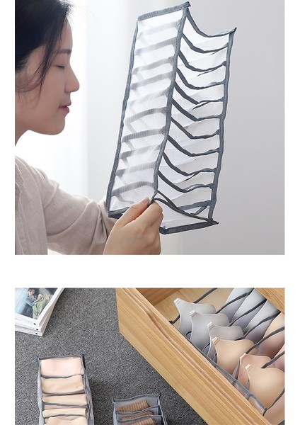 Bej 7 Izgara - Underp Stili Iç Çamaşırı Depolama Düzenleyici Çekmece Bölücü, Katlanabilir Nefes Alabilir Sütyen Saklama Kutuları Külotlu Çorapları Storting Için Dolap Bölücü (Yurt Dışından) fırsatları