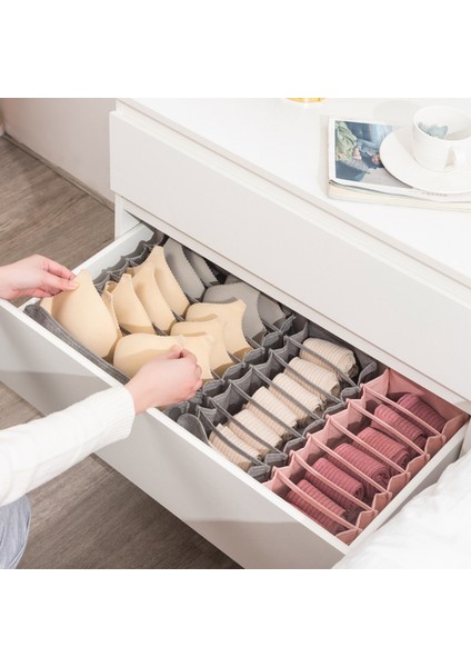 Pembe 7gridl Stili Çekmece Organizatör Iç Çamaşırı Sutyen Organizatör Saklama Kutusu Iç Çamaşırı Atkı Çorap Sutyen Sıcak Satış Çekmece Dolap Organizatörleri Kutuları (Yurt Dışından) fırsatları