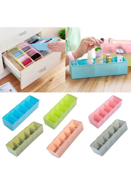 Derin Yeşil Tarzı 5 Cells Plastic Storage Box Tie Bra Socks Drawer Cosmetic Divider Tidy Organizer (Yurt Dışından) fırsatları