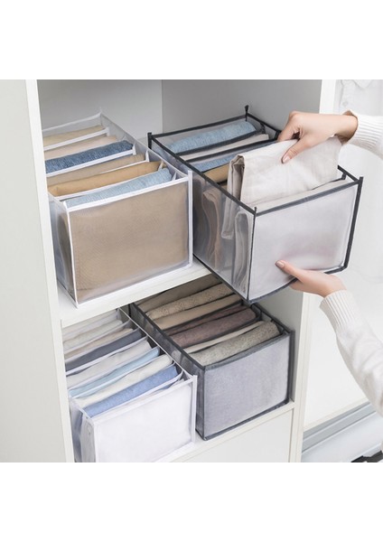 Gri 7 Izgara S Stili Closet Organizer Storage Box Foldable Underwear Organizers Storage Dividers Drawer Organizer Socks 7 Grids Box For Clothes (Yurt Dışından) modelleri