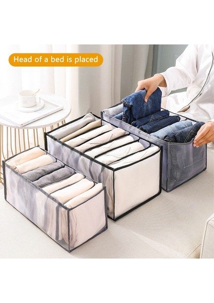 Siyah 11 Izgara Stili 7 Izgara Kot Saklama Kutusu Dolap Gardırop Giysi Bölmesi Kutuları Çekmece Kot Çorap Ayırma Organizatör Pantolon Depolama (Yurt Dışından) indirimleri