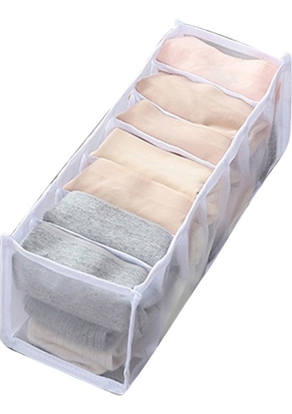 Beyaz 7 Izgara Stili Closet Organizer Storage Box Foldable Underwear Organizers Storage Dividers Drawer Organizer Socks 7 Grids Box For Clothes (Yurt Dışından)