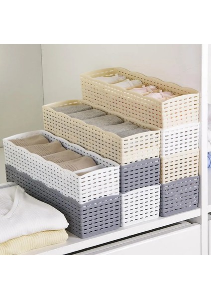 Bej Tarzı 5 Izgara Çorap Iç Çamaşırı Depolama Sepeti Dolap Düzenleyici Kutusu Havlu Konteyner Düzenleyici Kutusu Ev Depolama Almacenamiento Ropa (Yurt Dışından) fırsatları