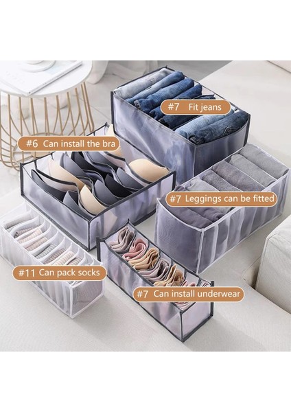 Beyaz 6 Izgara Stili Klozet Organizatörü Gardırop Organizatörü Giysi Saklama Kutusu Katlanabilir Iç Çamaşırı Organizatörleri Depolama Bölücüler Çekmece Giysi Organizatörü (Yurt Dışından) indirimleri