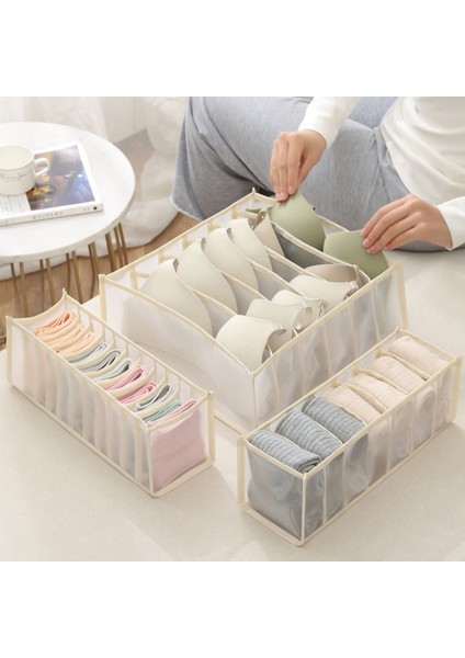 Bej 11 Izgaralı Çorap Stili Iç Çamaşırı Depolama Düzenleyici Çekmece Bölücü, Katlanabilir Nefes Alabilir Sütyen Saklama Kutuları Külotlu Çorapları Storting Için Dolap Bölücü (Yurt Dışından) modelleri