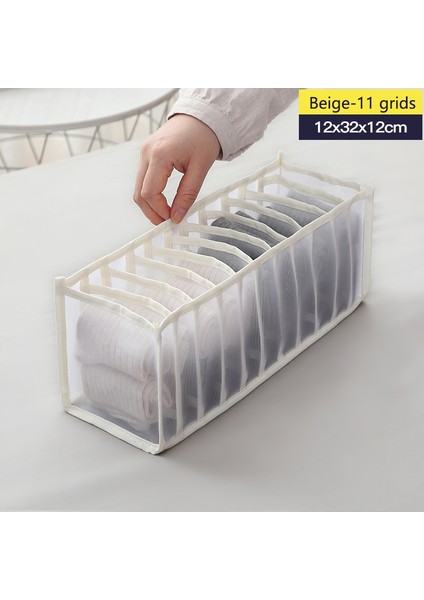 Bej 11 Izgara Stili Iç Çamaşırı Saklama Kutusu Yurt Klozet Organizatörü Çorap Sutyen Giysileri Için Katlanabilir Çekmece Bölücü Kutuları 7 Izgaralar Iç Çamaşırı Organizatörü (Yurt Dışından) fiyatları