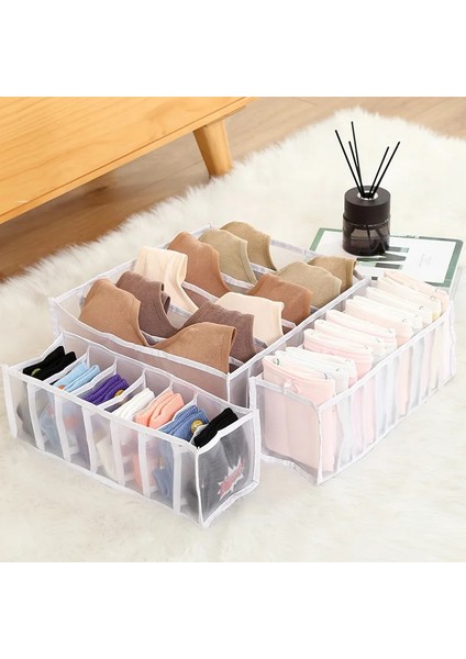 Bej 11 Izgara Stili Iç Çamaşırı Saklama Kutusu Yurt Klozet Organizatörü Çorap Sutyen Giysileri Için Katlanabilir Çekmece Bölücü Kutuları 7 Izgaralar Iç Çamaşırı Organizatörü (Yurt Dışından) indirimleri