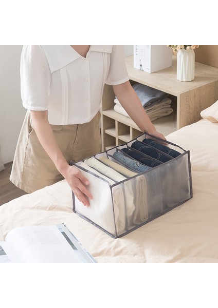 Gri Jeans 7 Izgara Stili Katlanır Kot Çekmece Bölücü Depolama Kot Bölmesi Saklama Kutusu Yıkanabilir Ev Gardırop Elbise Çekmecesi Örgü Bölücü Kutu (Yurt Dışından)