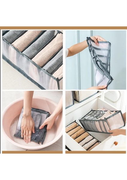Gri Jeans 7 Izgara Stili Katlanır Kot Çekmece Bölücü Depolama Kot Bölmesi Saklama Kutusu Yıkanabilir Ev Gardırop Elbise Çekmecesi Örgü Bölücü Kutu (Yurt Dışından)