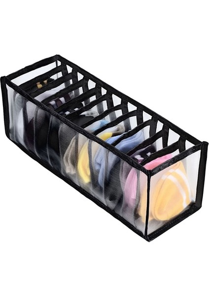 11 Izgara-Siyah Stil Dolap Organizatör Iç Çamaşırı Çorap Ev Kabine Bölücü Saklama Kutusu Giysiler Için Depolama Organizatör Katlanabilir Çekmece Organizatör (Yurt Dışından)