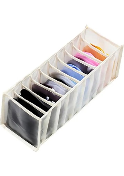 Bej 11 Izgara Stili Klozet Düzenleyici Kot Bölmesi Saklama Kutusu Düzenleyici Çekmeceler Katlanabilir Iç Çamaşır Düzenleyiciler Organizador De Armario Para Ropa (Yurt Dışından)