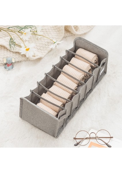 Grey 7 Grids Style Gardırop Sütyen Saklama Kutusu, Çorap Iç Çamaşırı Organizatörü, Iç Çamaşırı Çorapları Için Çekmece Organizatörü, Çok Fonksiyonlu Ev Depolama Organizatörü (Yurt Dışından)