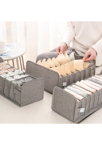Grey 7 Grids Style Gardırop Sütyen Saklama Kutusu, Çorap Iç Çamaşırı Organizatörü, Iç Çamaşırı Çorapları Için Çekmece Organizatörü, Çok Fonksiyonlu Ev Depolama Organizatörü (Yurt Dışından) fiyatları