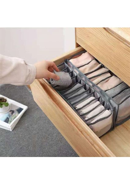 Gri 7 Izgara Stili Yatak Odası Klozet Organizatörü Çorap Iç Çamaşırı Organizador Saklama Kutusu Sutyen Katlanabilir Çekmece Organizatör Bölücü Rangement Kutuları Ev (Yurt Dışından)