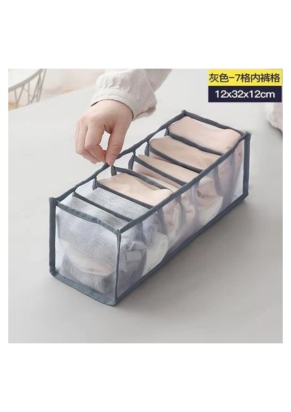 Gri 7 Izgara Stili Yatak Odası Klozet Organizatörü Çorap Iç Çamaşırı Organizador Saklama Kutusu Sutyen Katlanabilir Çekmece Organizatör Bölücü Rangement Kutuları Ev (Yurt Dışından) fiyatları