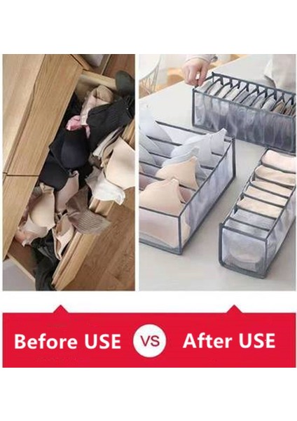 Gri 7 Izgara Stili Yatak Odası Klozet Organizatörü Çorap Iç Çamaşırı Organizador Saklama Kutusu Sutyen Katlanabilir Çekmece Organizatör Bölücü Rangement Kutuları Ev (Yurt Dışından) fırsatları