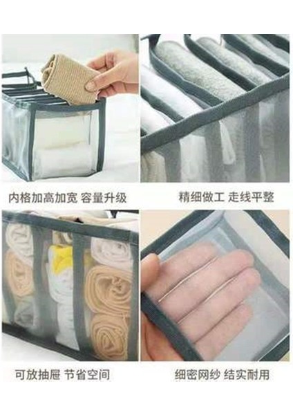 Gri 7 Izgara Stili Yatak Odası Klozet Organizatörü Çorap Iç Çamaşırı Organizador Saklama Kutusu Sutyen Katlanabilir Çekmece Organizatör Bölücü Rangement Kutuları Ev (Yurt Dışından) indirimleri