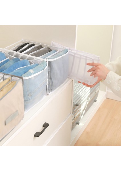 B-Pembe-7 Izgara Stili Kot Bölmesi Saklama Kutusu Dolap Elbise Çekmecesi Örgü Ayırma Kutusu Istifleme Pantolon Çekmece Bölücü Yıkanabilir Ev Organizatör (Yurt Dışından)