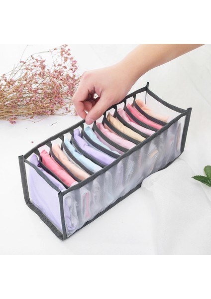 Gri Tarzı 11 Izgara Örgü Sutyen Saklama Kutuları Iç Giyim Çekmecesi Naylon Ev Çok Bit Bölücü Organizatör Dolap Katlanır Kravatlar Çorap Şort (Yurt Dışından) indirimleri
