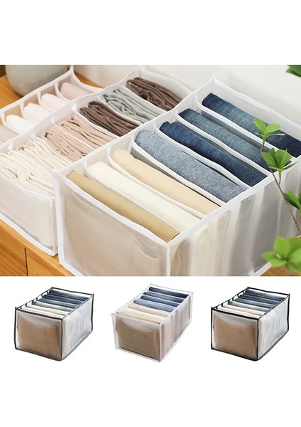 Grey 7 Grids Style Kot Saklama Kutuları Yurt Klozet Organizatör Iç Çamaşırı Pantolon Ev Kabine Katlanabilir Pantolon Bölmeli Bölme Kutusu (Yurt Dışından)