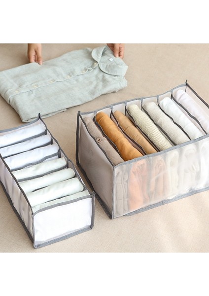 Grey 7 Grids Style Kot Saklama Kutuları Yurt Klozet Organizatör Iç Çamaşırı Pantolon Ev Kabine Katlanabilir Pantolon Bölmeli Bölme Kutusu (Yurt Dışından)