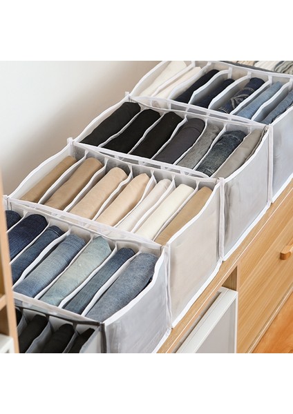 Grey 7 Grids Style Kot Saklama Kutuları Yurt Klozet Organizatör Iç Çamaşırı Pantolon Ev Kabine Katlanabilir Pantolon Bölmeli Bölme Kutusu (Yurt Dışından)