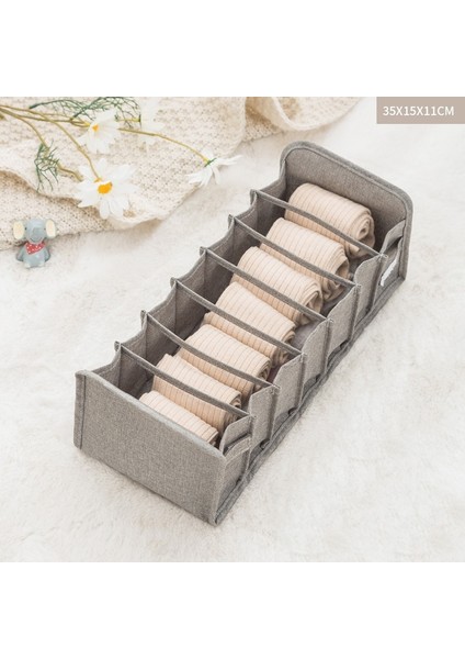 Kumaş 7 Izgaralar Gri Stil Gardırop Organizatör Saklama Kutusu Katlanabilir Iç Çamaşırı Organizatörleri Depolama Bölücüler Çekmece Organizatör Çorap Saklama Kutusu Giysiler Için (Yurt Dışından)