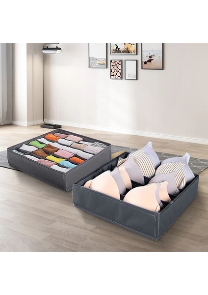 Gri 6 Izgara Stili Yıkanabilir Iç Çamaşırı Çekmece Organizatörleri Depolama Bölücüler Klozet Organizatör Saklama Kutusu Giysiler Için 24 Izgara Sütyen Atkılar Kravatlar Çorap (Yurt Dışından) indirimleri