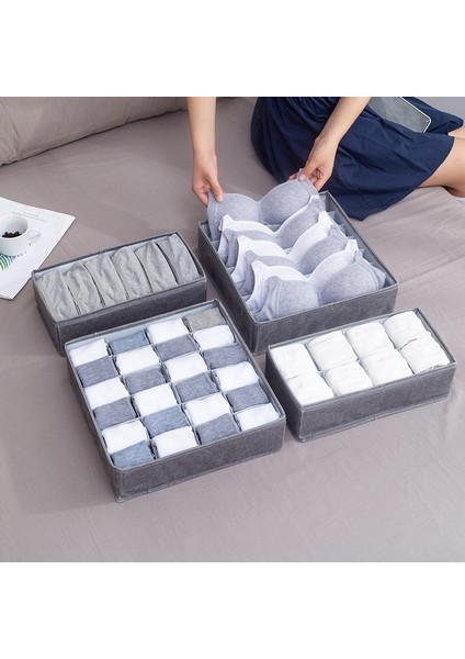 Gri 7 Izgara Stili Izgara Iç Çamaşırı Saklama Kutusu Dolap Dolap Külot Için Katlanabilir Kumaş Sutyen Organizatör Çorap Depolama Organizatör Toz Geçirmez (Yurt Dışından) modelleri