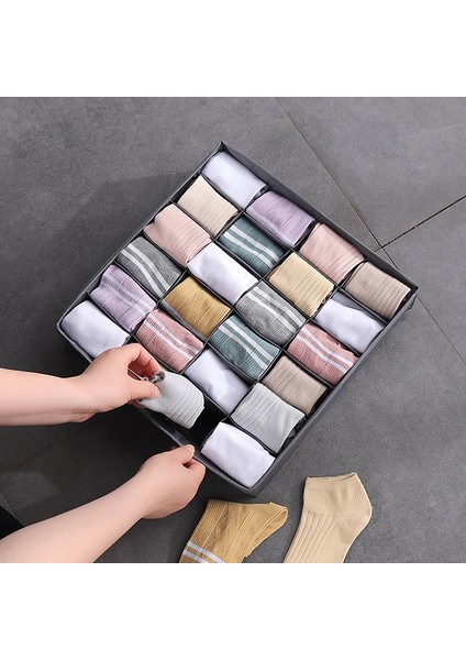 Koyu Gri 6 Izgara Stili Çorap Organizatör Saklama Kutusu Iç Çamaşırı Organizatör Çekmeceler Ayırıcılar Dolap Dolap Organizatörleri Giysi Sutyen Pantolon Saklama Kutusu (Yurt Dışından) modelleri