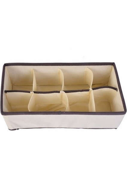 Bej 8 Izgara Stili Iç Çamaşırı Sutyen Organizatör Çekmece Dolap Bölücü Kutular Atkılar Dresser Giysi Çorap Katlanabilir Ev Ayrılmış Saklama Kutusu (Yurt Dışından)