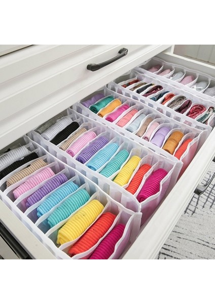 Bej 8 Izgara Stili Iç Çamaşırı Sutyen Organizatör Çekmece Dolap Bölücü Kutular Atkılar Dresser Giysi Çorap Katlanabilir Ev Ayrılmış Saklama Kutusu (Yurt Dışından) fırsatları