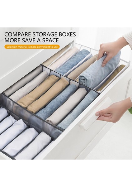 Gri 6 Izgara Stili Closet Organizer Storage Box Foldable Underwear Organizers Storage Dividers Drawer Organizer Socks 7 Grids Box For Clothes (Yurt Dışından) indirimleri