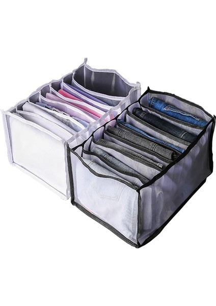 Gri 11 Izgara Stili New Large Clothing Storage Box, A Foldable 7-Compartment Large-Capacity Jeans T-Shirt Storage Box For Storing Jeans And T-Shirts (Yurt Dışından) modelleri