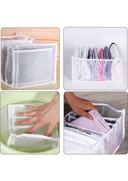 Gri 11 Izgara Stili New Large Clothing Storage Box, A Foldable 7-Compartment Large-Capacity Jeans T-Shirt Storage Box For Storing Jeans And T-Shirts (Yurt Dışından) fırsatları