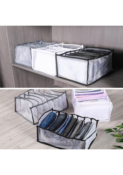 Gri 11 Izgara Stili New Large Clothing Storage Box, A Foldable 7-Compartment Large-Capacity Jeans T-Shirt Storage Box For Storing Jeans And T-Shirts (Yurt Dışından) indirimleri